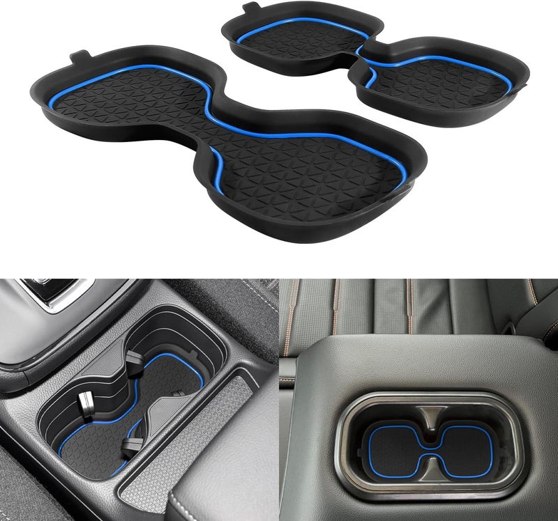 KENTUTO for Honda CRV Accessories 2023 2024 2025 2026 3D Cup Holder Center Console Liner Inserts Silicone Anti-dust Mat Pad Interior Decoration (2 Pcs, Blue Trim) - Image 1